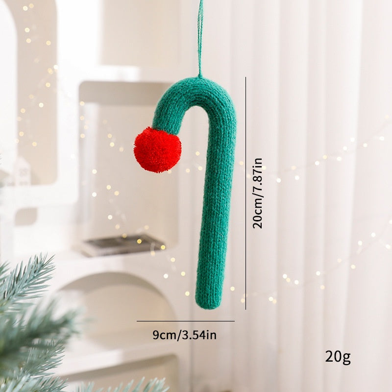 Knitted Christmas Cane Ornament for Cozy Tree Decor