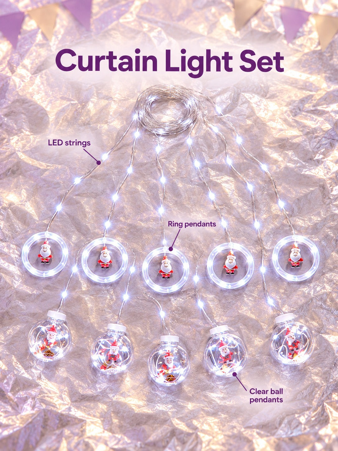 Christmas LED Curtain String Lights for Window Decor