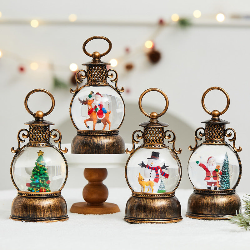 Christmas LED Mini Oil Lamp Snow Globe Decoration