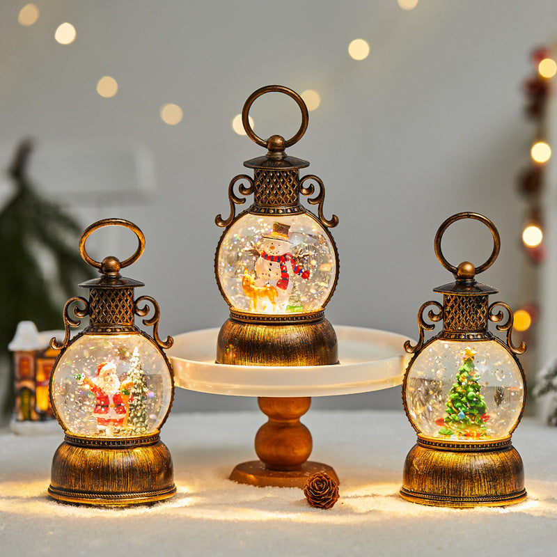 Christmas LED Mini Oil Lamp Snow Globe Decoration
