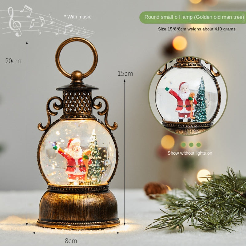 Christmas LED Mini Oil Lamp Snow Globe Decoration