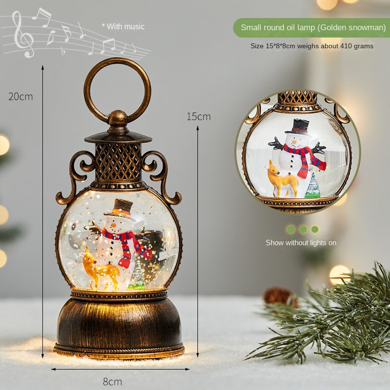Christmas LED Mini Oil Lamp Snow Globe Decoration