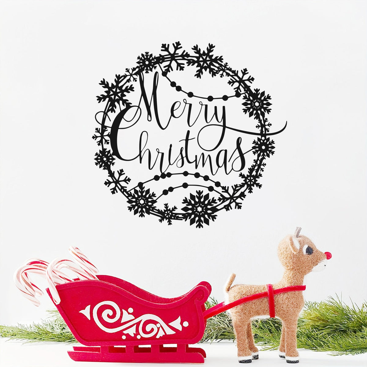 Christmas Circular Wall Decal for Elegant Holiday Decor