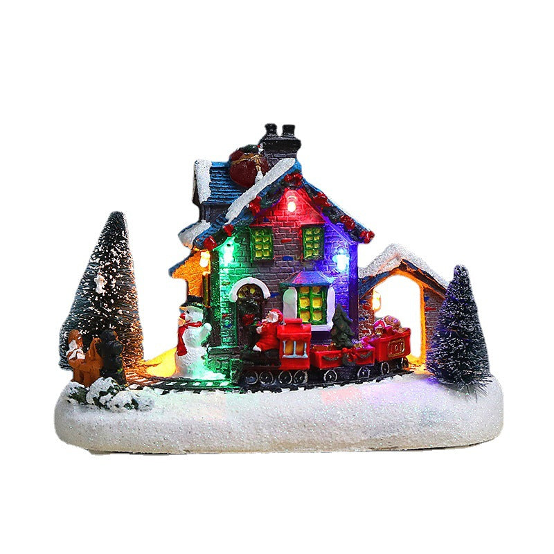 Christmas Village Ornament With Multicolor LED Lights