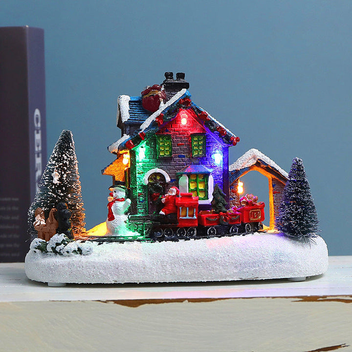 Christmas Village Ornament With Multicolor LED Lights
