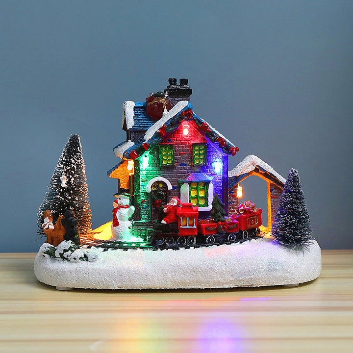 Christmas Village Ornament With Multicolor LED Lights