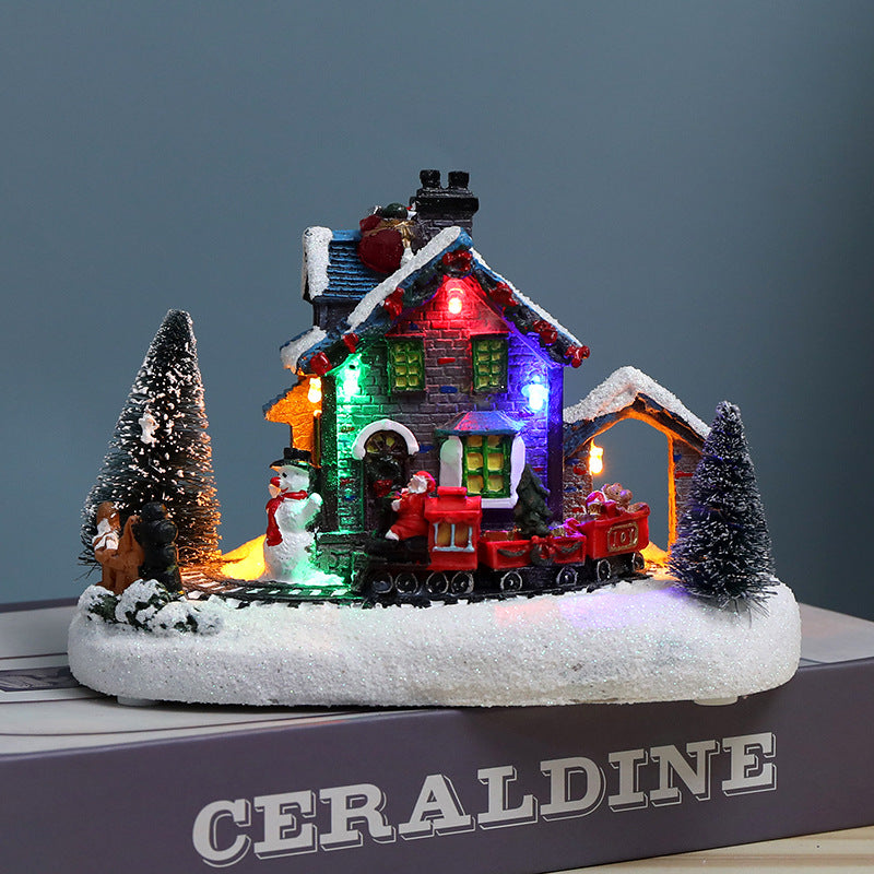 Christmas Village Ornament With Multicolor LED Lights