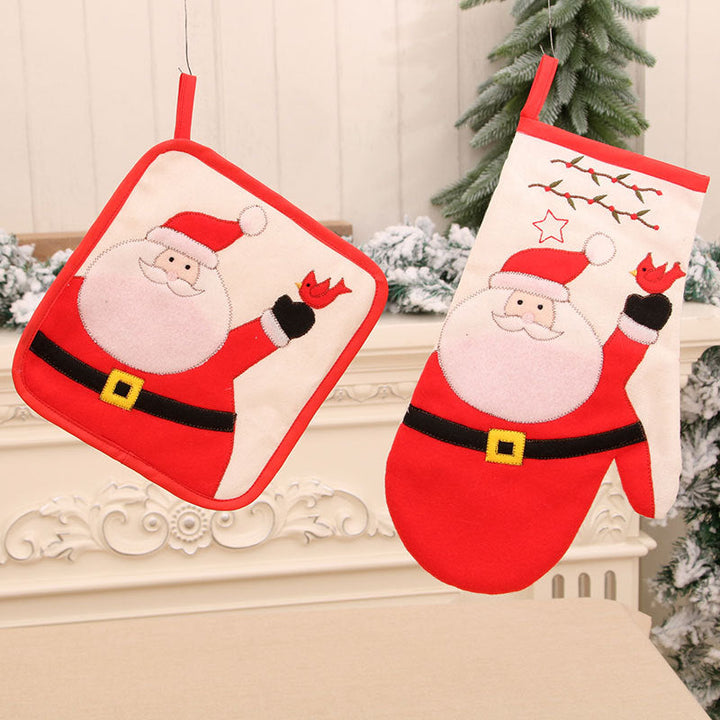 Christmas Oven Mitt & Pot Holder Set for Hot Dishes