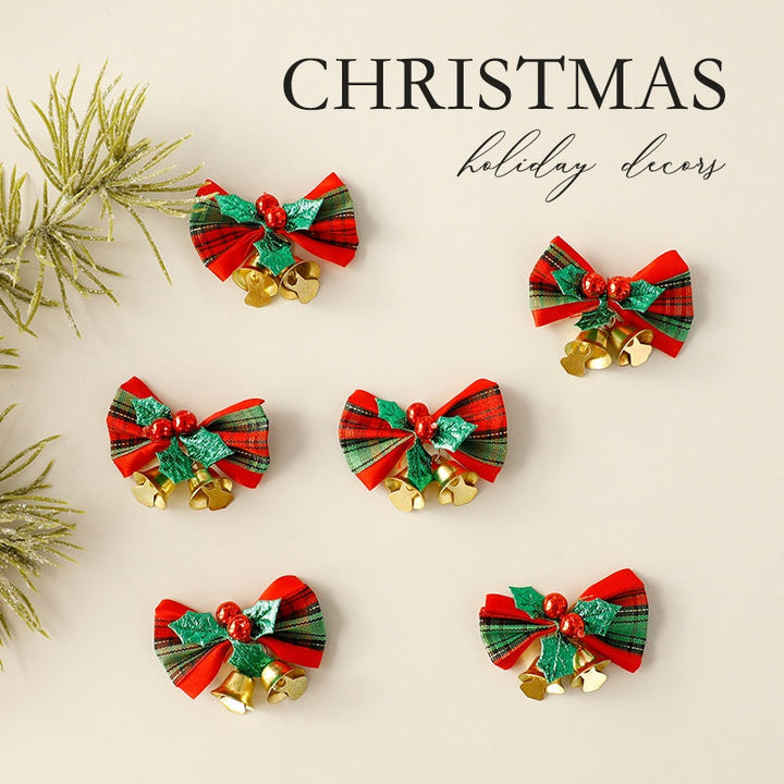 Christmas Bow Ornament Wreath Decor With Gold Bells