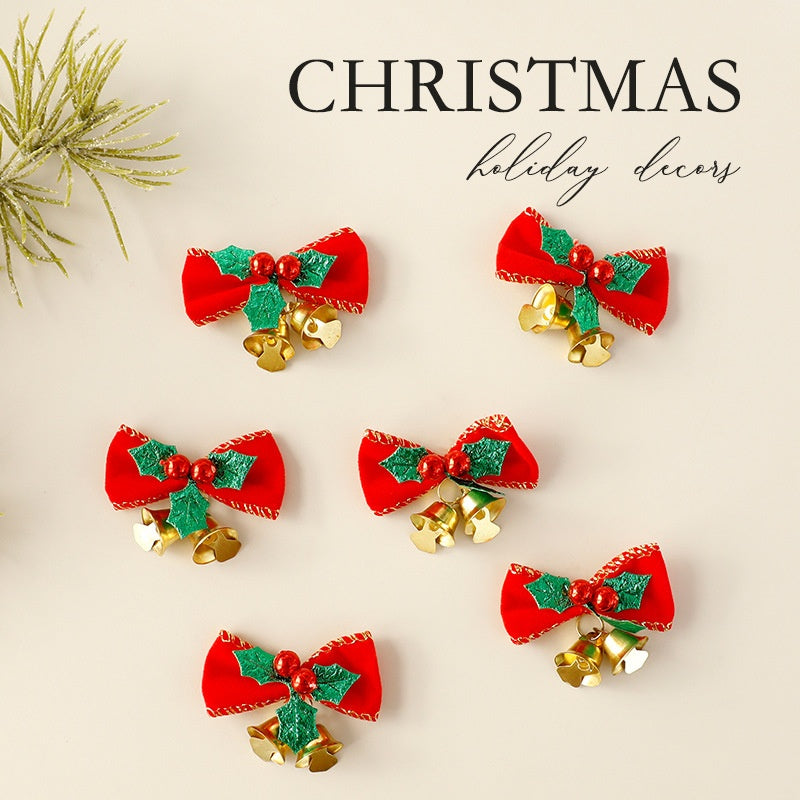 Christmas Bow Ornament Wreath Decor With Gold Bells