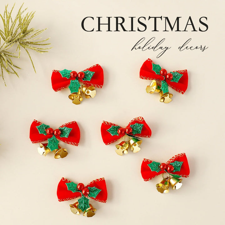 Christmas Bow Ornament Wreath Decor With Gold Bells