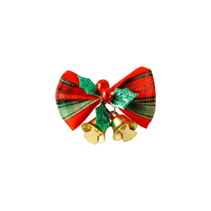 Christmas Bow Ornament Wreath Decor With Gold Bells