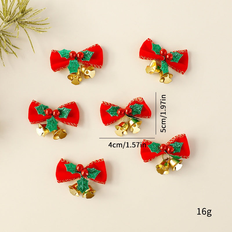Christmas Bow Ornament Wreath Decor With Gold Bells