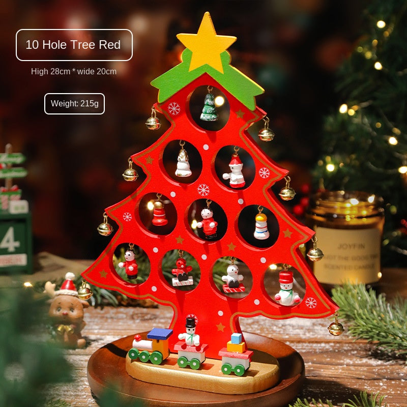 Mini Wooden Christmas Tree Decor for Small Spaces & Shelves