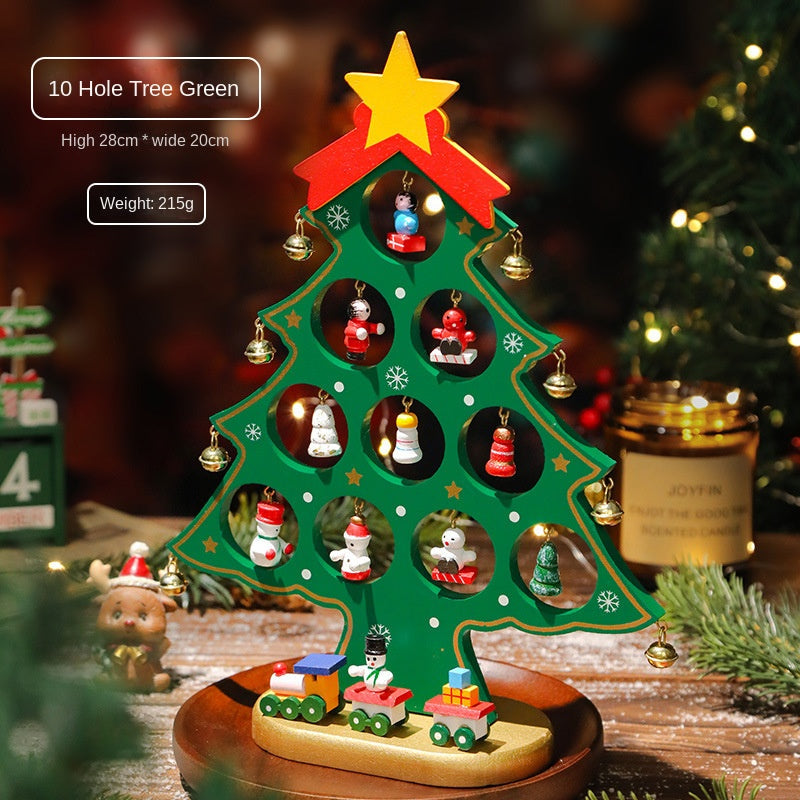 Mini Wooden Christmas Tree Decor for Small Spaces & Shelves