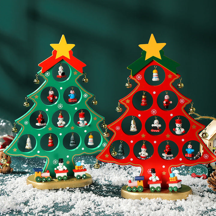 Mini Wooden Christmas Tree Decor for Small Spaces & Shelves