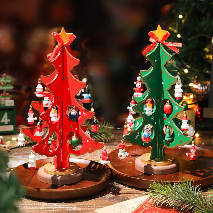 Mini Wooden Christmas Tree Decor for Small Spaces & Shelves