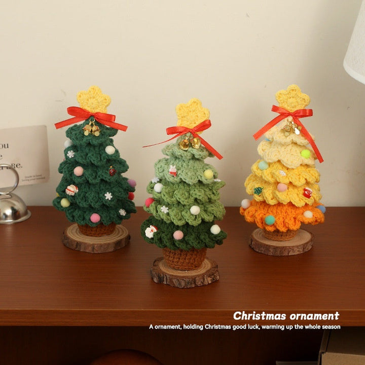 Crochet Mini Christmas Tree Desk Ornament Decoration