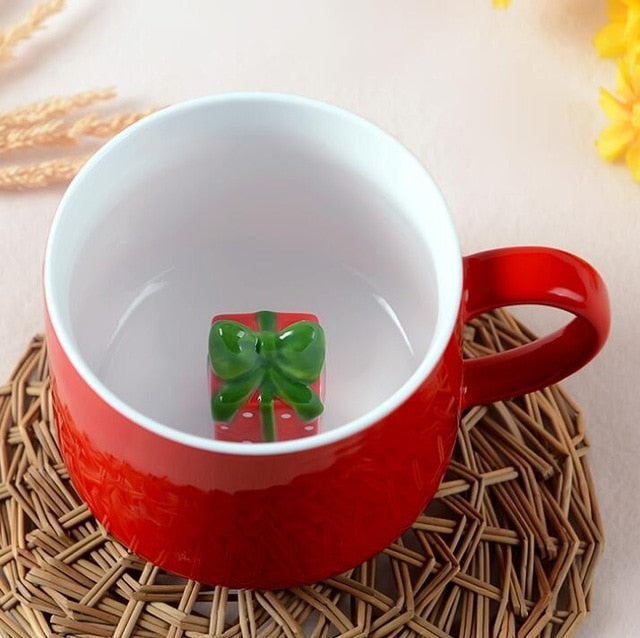 Christmas Mug with Hidden 3D Figurine Surprise Gift