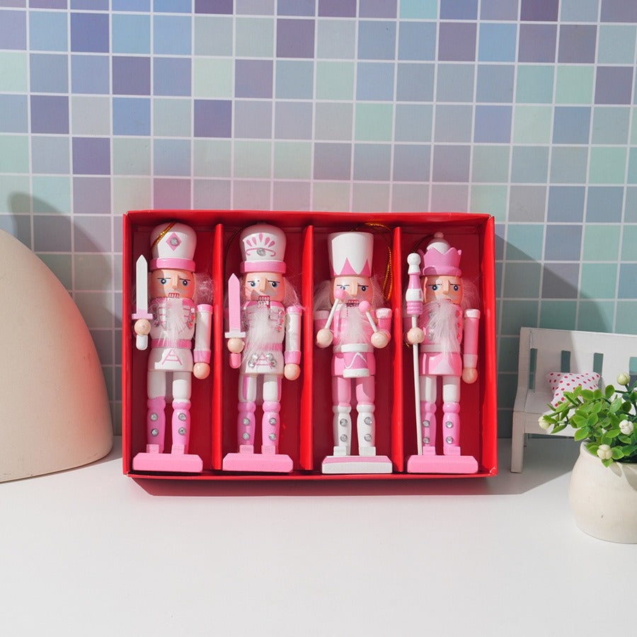 Pink Nutcracker Ornaments Set of Four for Christmas