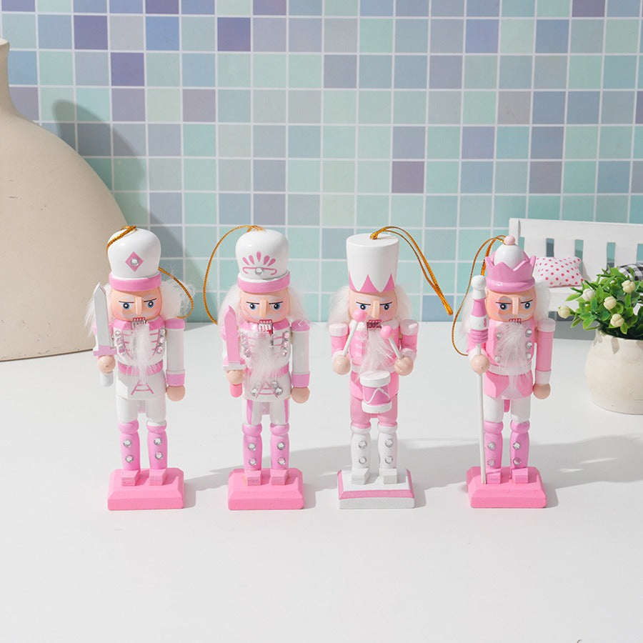 Pink Nutcracker Ornaments Set of Four for Christmas