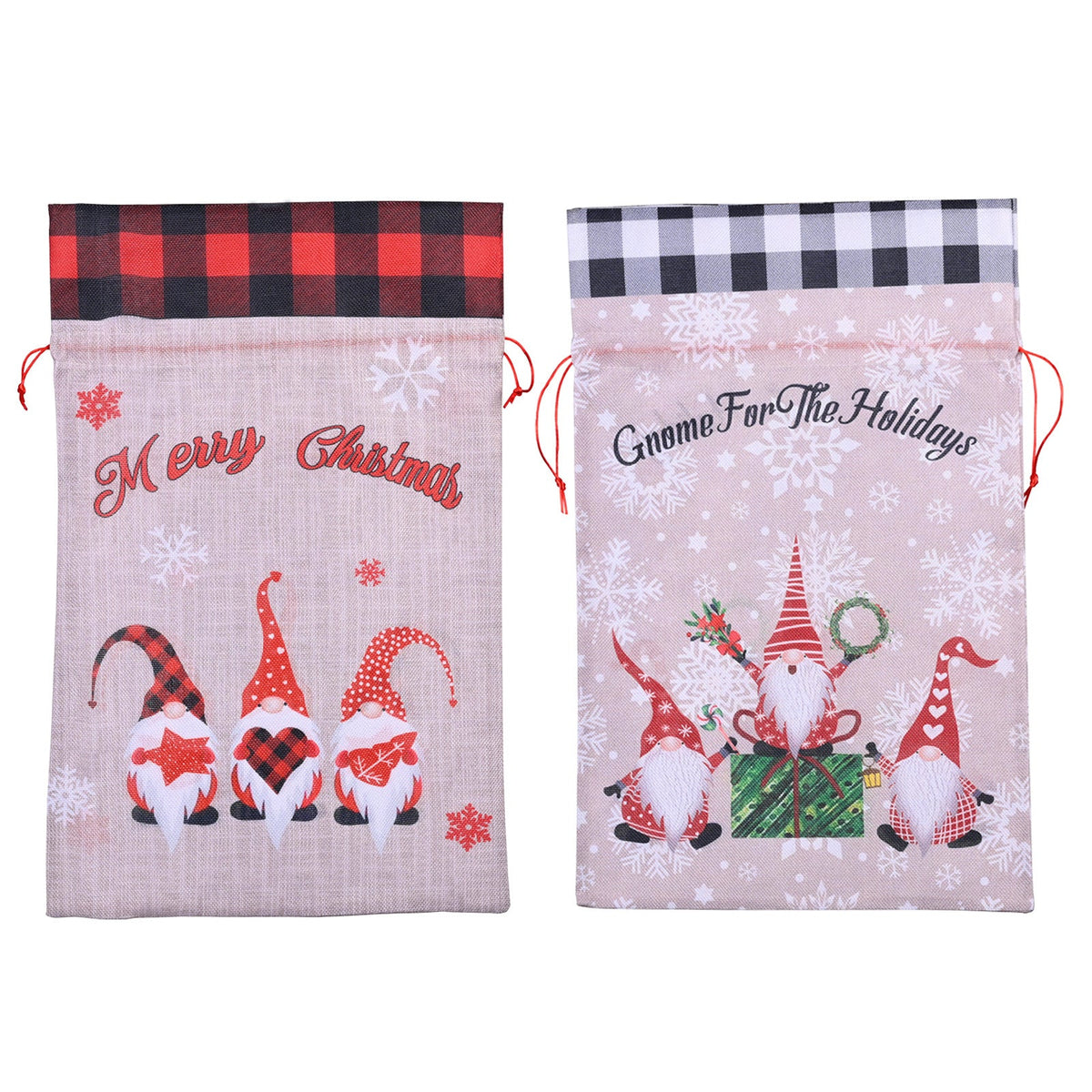 Christmas Gift Bag with Reusable Linen-Look Holiday Charm