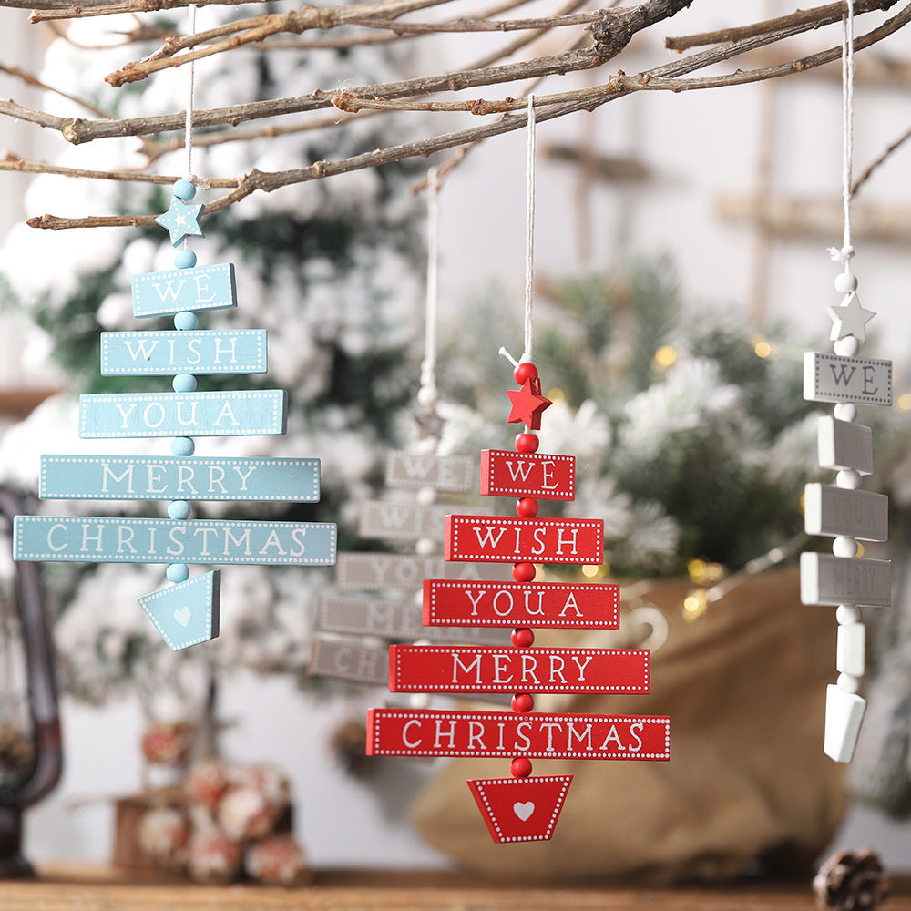 Wooden Christmas Letter Pendant Sign for Tree & Window