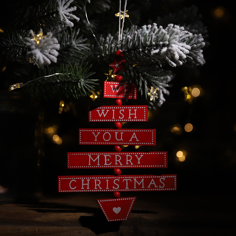 Wooden Christmas Letter Pendant Sign for Tree & Window