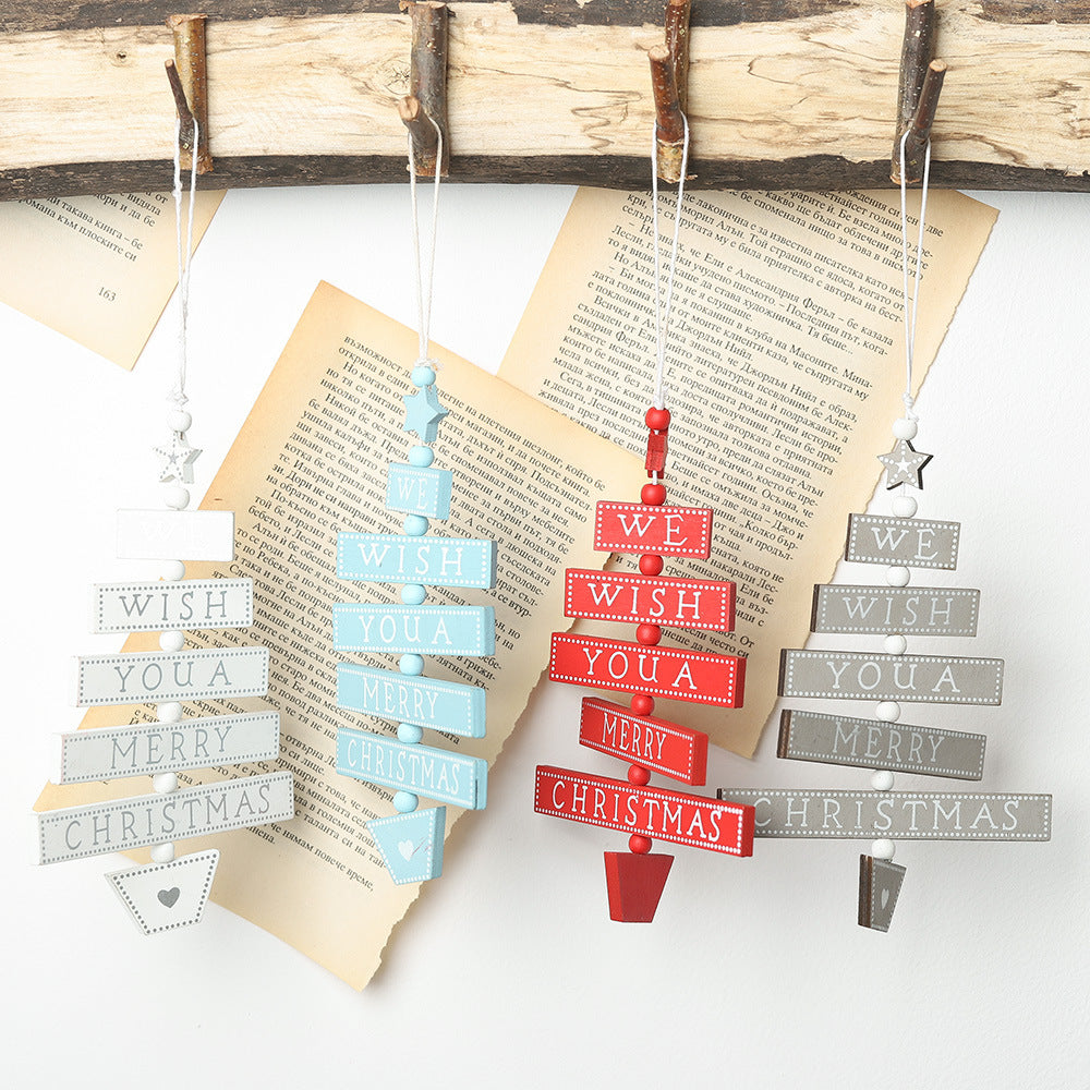 Wooden Christmas Letter Pendant Sign for Tree & Window