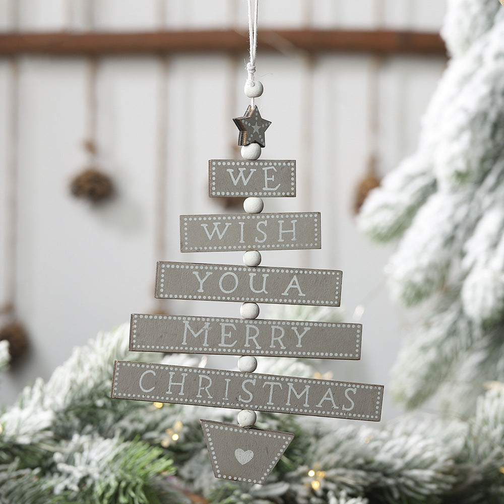 Wooden Christmas Letter Pendant Sign for Tree & Window