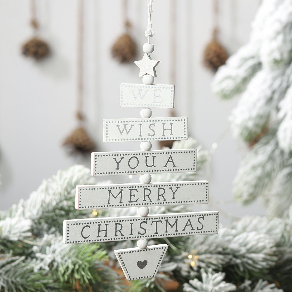 Wooden Christmas Letter Pendant Sign for Tree & Window