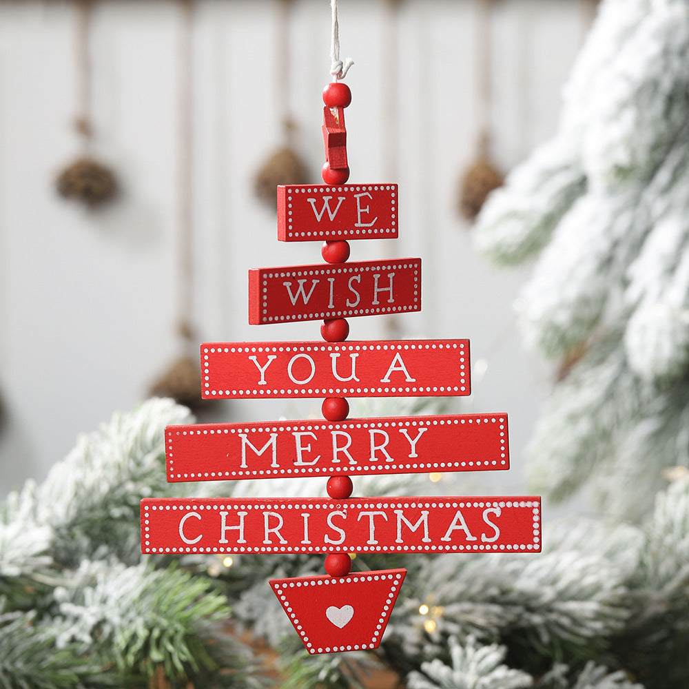 Wooden Christmas Letter Pendant Sign for Tree & Window