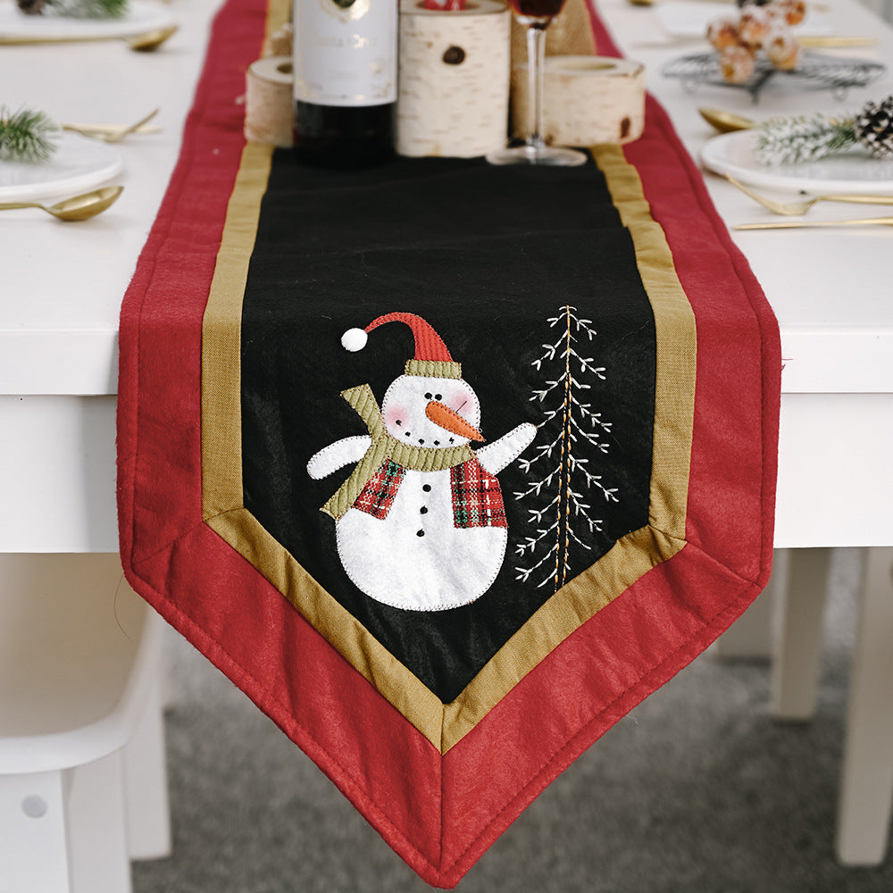 Christmas Table Runner Red Black Snowman Holiday Decor