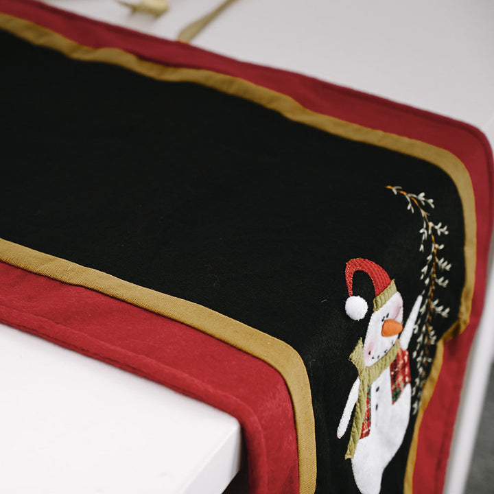 Christmas Table Runner Red Black Snowman Holiday Decor