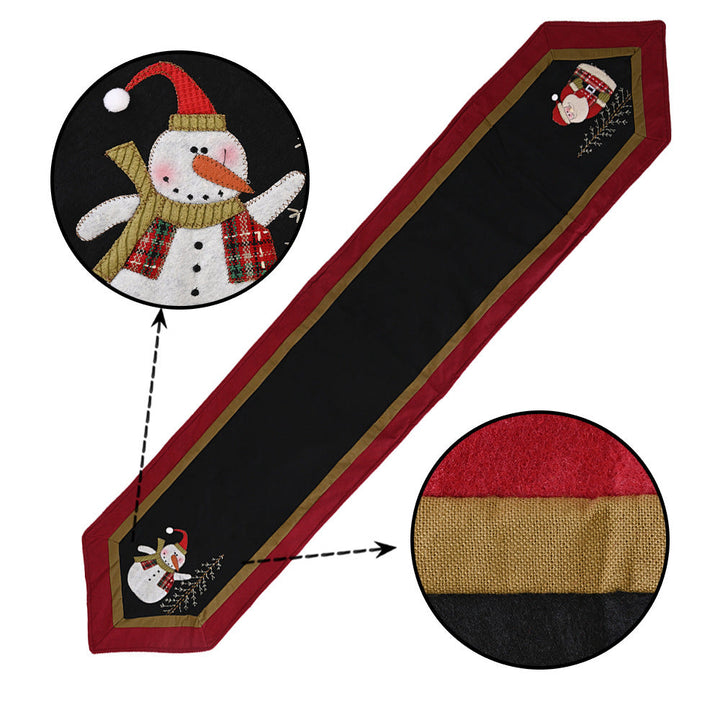 Christmas Table Runner Red Black Snowman Holiday Decor