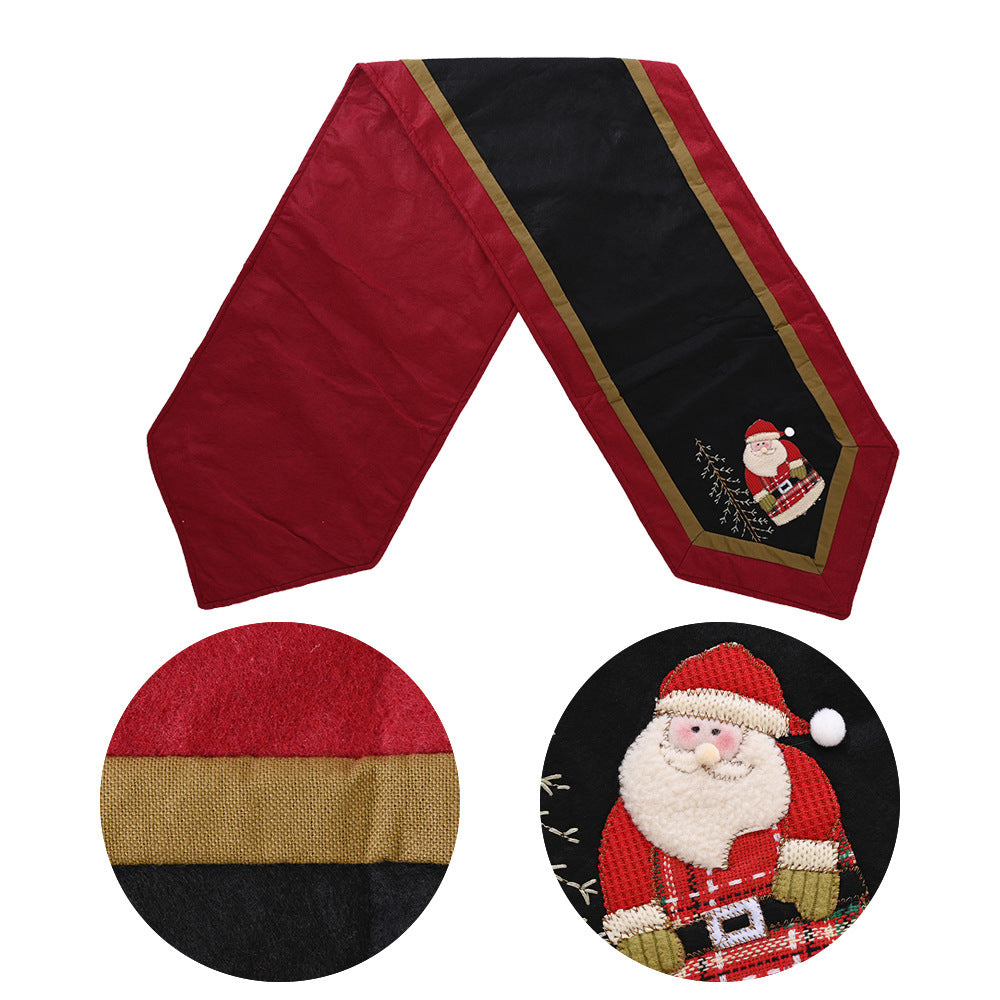 Christmas Table Runner Red Black Snowman Holiday Decor