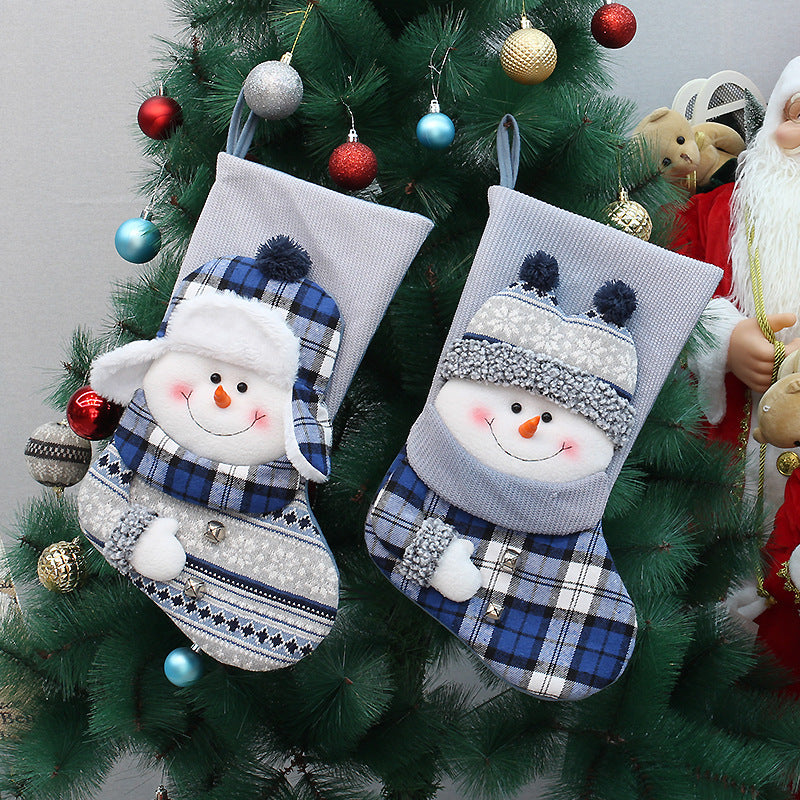 Christmas Stocking Gift Bag | Cozy Snowman Tree Decor