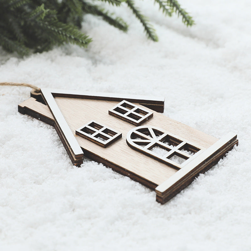 Wooden Christmas House Ornament for Cozy Rustic Warmth