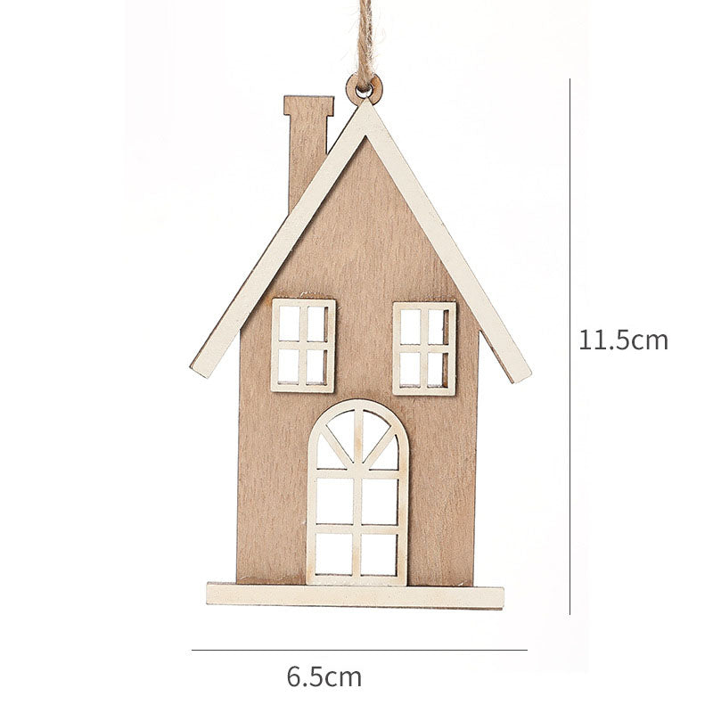 Wooden Christmas House Ornament for Cozy Rustic Warmth