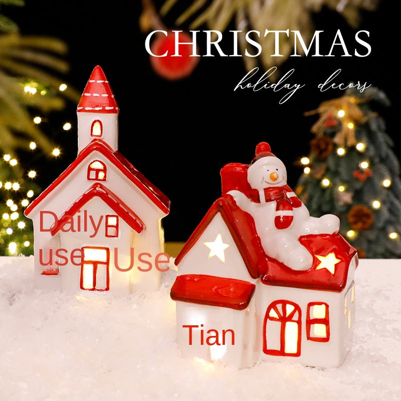 Nordic Ceramic Mini House With Warm Christmas LED Glow