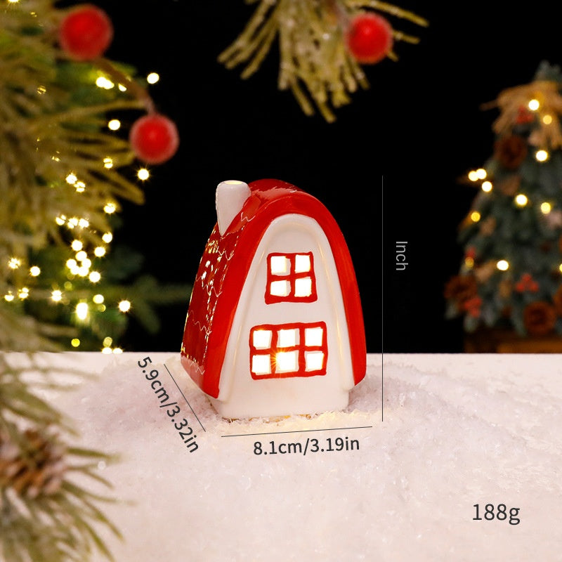 Nordic Ceramic Mini House With Warm Christmas LED Glow