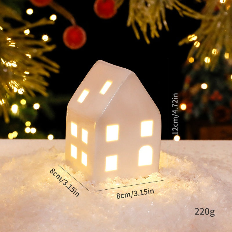 Nordic Ceramic Mini House With Warm Christmas LED Glow