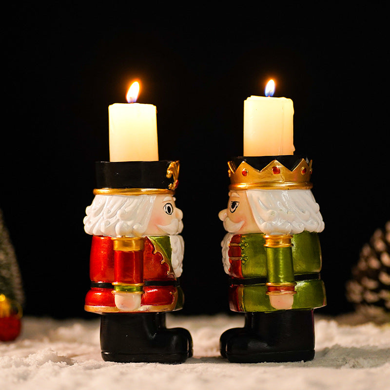 Christmas Nutcracker Candlestick Pair for Festive Glow