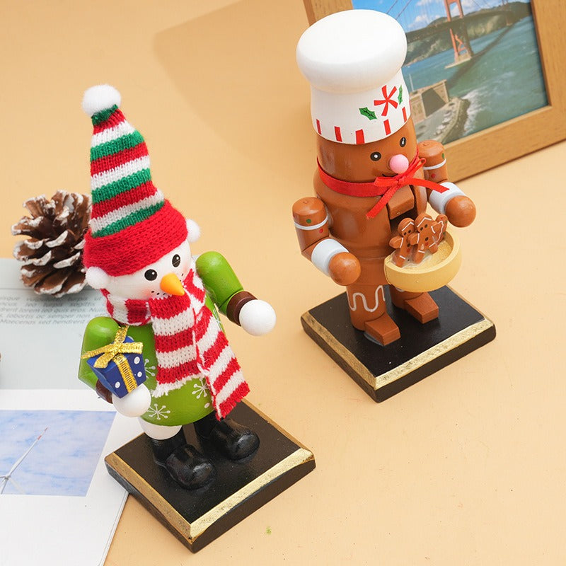 Wooden Nutcracker Doll Trio - Hand-Painted Christmas Decor