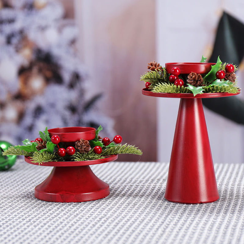 Christmas Candle Holders – Retro Red Centerpiece