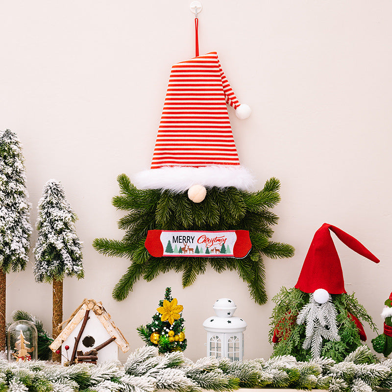 Christmas Gnome Wreath Pendant for Festive Door Decor