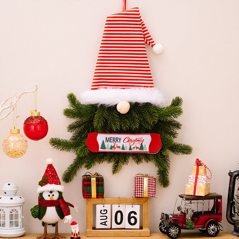 Christmas Gnome Wreath Pendant for Festive Door Decor