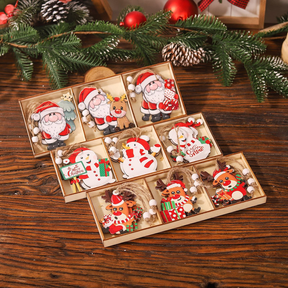 Wooden Xmas Ornaments — Cheerful Christmas Tree Decor