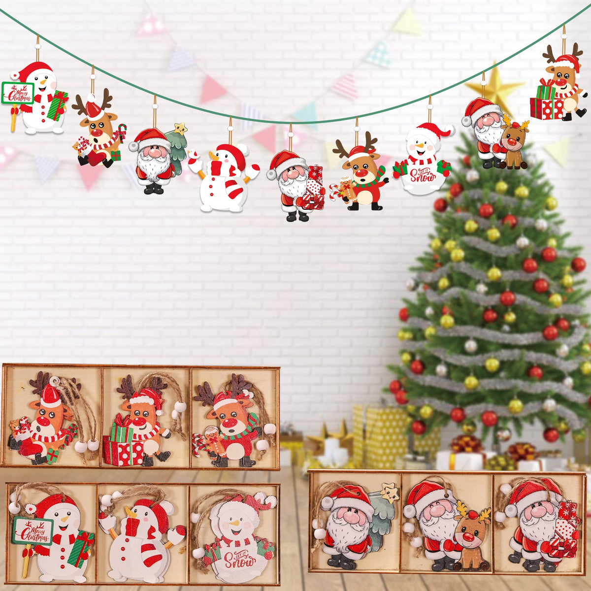 Wooden Xmas Ornaments — Cheerful Christmas Tree Decor
