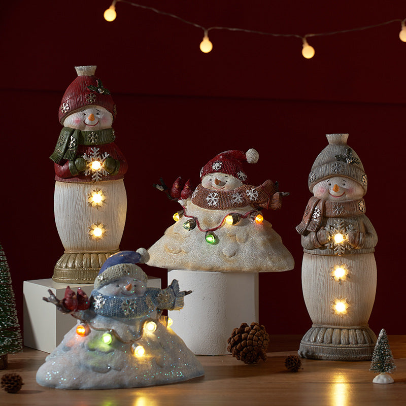 Christmas Snowman Decorations With Cozy LED Lights